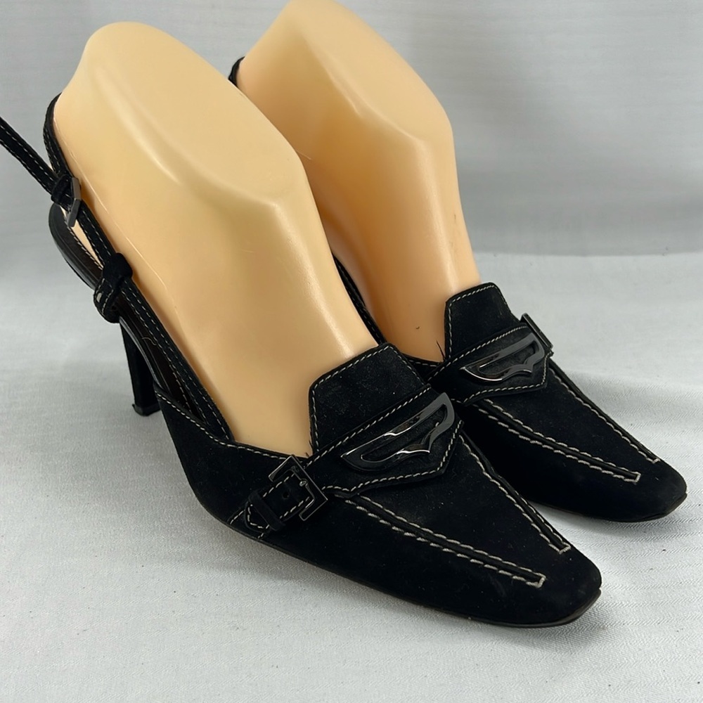 TOD’S Black Maude Suede Slingback Heeled Shoe